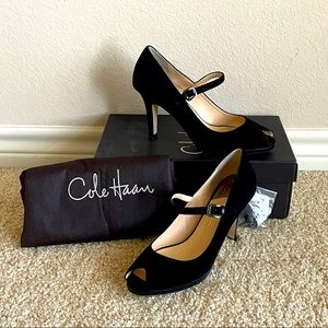 Cole Haan PeepToe 3” Platform Black Heels